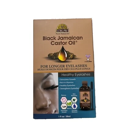 Aceite de ricino jamaicano negro para pestañas más largas OKAY Pure Naturals 1 fl oz / 30 ml Foto 1 de 4