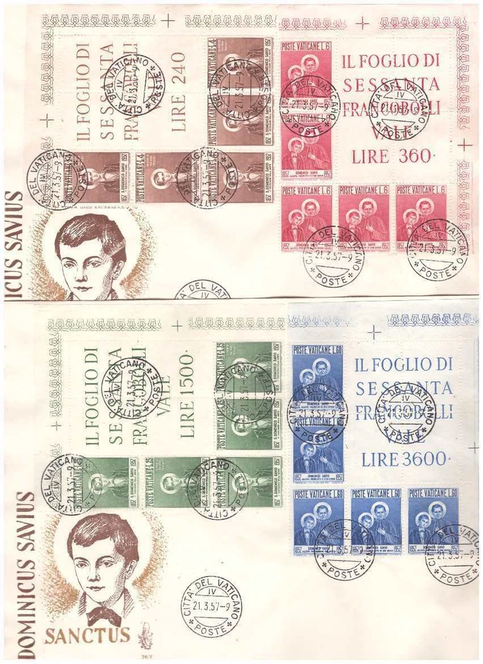 FDC Venetia Club Vatican 1957 - Dominic Savio Blocks And - Image 1 of 1