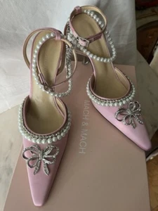 Mach & Mach— Scarpe da donna con tacco alto in raso rosa New-Sophie - Foto 1 di 12