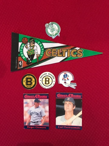 Boston Celtics, Bruins, Patriots & Red Sox Magnet & Mini Pennant & Pogs Lot of 7 Cover