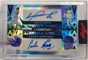 David Ortiz / Pedro Martinez 2023 Leaf Vibrance BLUE Dual Autograph Auto #d 2/3 - Picture 1 of 2