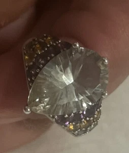 Sterling Silber & 2,65ct grüner Amethyst Edelstein Ring Topas Gr.7 Vintage Schmuck - Bild 1 von 12
