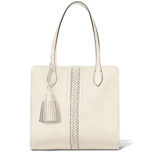 Bolso de Mano Brighton Ferrara STEFANA Cuero Blanco Borla Grande RT $480 NUEVO CON ETIQUETAS - Imagen 1 de 4