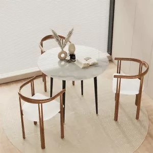 Heavy Duty Dining Table 80cm w/ Marble Top Metal Leg for Small Space 2-4 Person - Picture 1 of 22