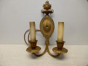 ANTIQUE CAST BRONZE ART NOUVEAU WALL SCONCE ORIGINAL PAINT REWIRED - Picture 1 of 5