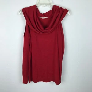 Boston Proper Red Sweater Size S Cowl Neck Cold Bold Shoulder Rayon Blend Solid - Picture 1 of 5
