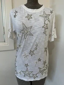 white t shirt silver beads beaded stars Eu 38 UK 10 US 6 Taylor Swift Eras Tour - Picture 1 of 14