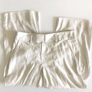 LOFT Cream Crop Ankle Pant With Front And Back Pockets Elastic Waist Size Small - Picture 1 of 3