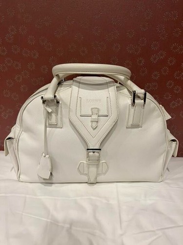 Borsone da viaggio Loewe bowling borsetta pelle bianco