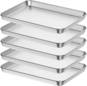 Baking Sheet Set of 5, Bastwe 18 Inch Commercial Grade Stainless Steel Baking Pa - Picture 1 of 12