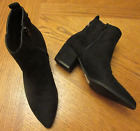 Womens FOREVER 21~BLACK ANKLE BOOTS~sz 7~Faux Suede BOOTIES Zip Up