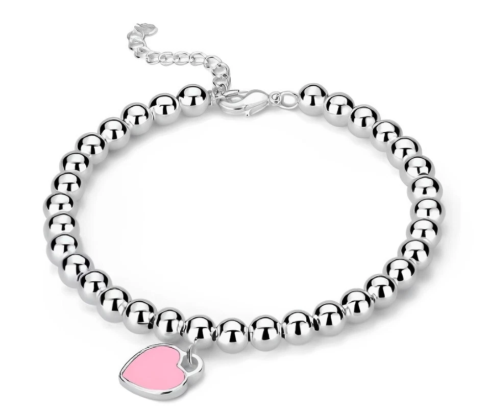 Brazalete con cuentas de ónix rosa corazón chapado en oro de 18 quilates joyas para mujer Foto 1 de 1