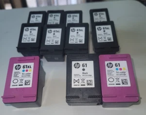 Lot-11 HP Virgin Empty Printer Wkłady atramentowe: 8-61XL Czarny, 1 kolor, 61 1B 1C - Zdjęcie 1 z 4