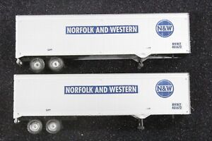 HO Athearn Two Norfolk & Western 40ft Piggy-Back / TOFC Trailers Excellent
