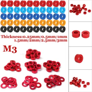M3 0.25mm-3mm Aluminum Alloy Flat Washers Gasket Round Spacer Model Anodized - Picture 1 of 21