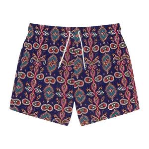 Ocean Blue Swim Trunks, Beach Summer Pool Shorts, Tropical Vacation Board Shorts - Picture 1 of 5