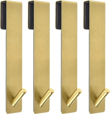 Ganchos para puerta de ducha (4 piezas), acero inoxidable 304, paquete de 7,5 en 4, dorado  Foto 1 de 4