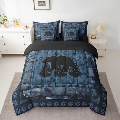 Conjunto de roupa de cama queen size animal selvagem conjunto de edredom com lençóis 7 peças para... - Imagem 1 de 4