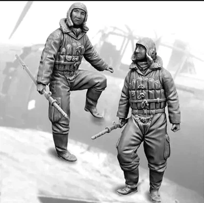 1/32 Resin Japan Air Force Pilots 2 Figures Unassembled Unpainted - Image 1 of 2