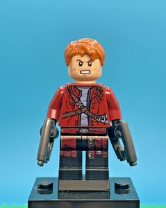 LEGO Star-Lord Minifigure - sh0127 - Dark Red Open Jacket - Blasters - No Helmet - Picture 1 of 5