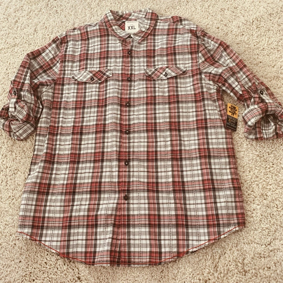 Threads & Heirs Shirt Macy’s Mens XXL Roll-Up Sleeve Button-Up Cotton Plaid NEW - Image 1 of 4