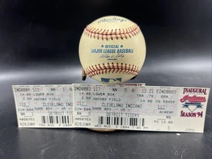 Detroit Tigers @ Cleveland Indians Baseball Tickets Game Used Ball Jacob’s Field - Picture 1 of 7