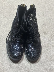 Doc Martens Boots Womens 7 Farrah 1460 Classic Combat Punk Sequin Casual - Picture 1 of 14