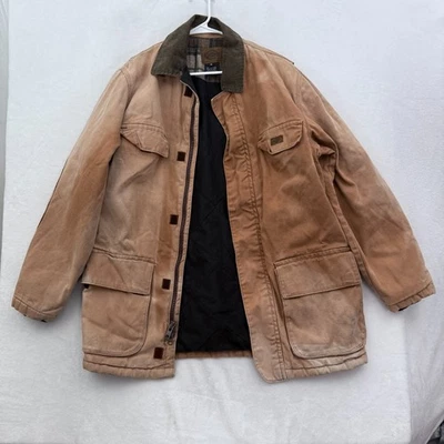 Jaqueta Dickies Chore Masculina M Linha de Lã Marrom Zíper Completo Lona Celeiro Exterior - Imagem 1 de 4