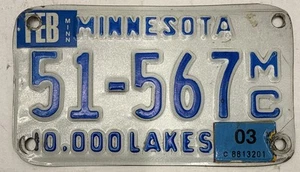 VINTAGE MINNESOTA MOTORRAD NUMMERNSCHILD 51-567 - Bild 1 von 6
