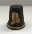 Wedgwood Black with gold  jasperware wedgwood bust thimble .