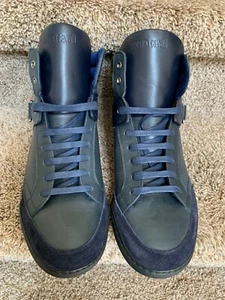 Zapatillas de cuero Roberto Cavalli para hombre RC con monograma azul. Talla IT43.5/US 10.5. - Imagen 1 de 13