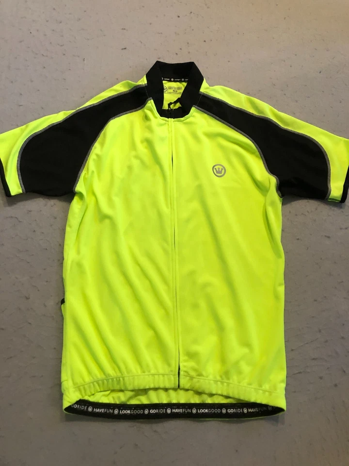 Мужская велосипедная рубашка Canari средний размер яркая неоново-зеленая сетка на молнии спортивная одежда - Изображение 1 из 4