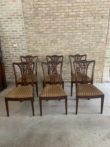 Henkel Harris Set of 6 Mahogany Chippendale Dining Chairs Model 108S Cover