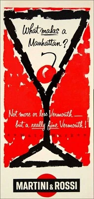 Martini Rossi 1964 Manhattan Vintage Poster Print Retro Style Drinks Bar Art  - Image 1 of 4