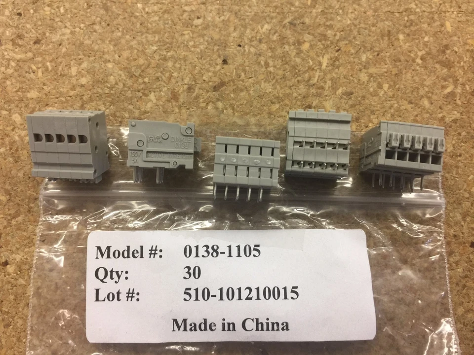 (LOTE DE 11 PIEZAS) 0138-1105, BLOQUE DE TERMINALES PCB DINKLE Paso 2.54mm 150V 5A 5 polos Foto 1 de 1