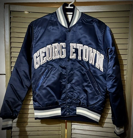 Vintage 90s STARTER Jacket GEORGETOWN Size Small * Satin * ORIGINAL * Authentic Cover