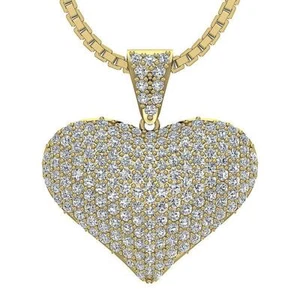 VVS1 F 1.20Carat Round Cut Diamond Heart Pendant Necklace White Yellow Rose Gold - Picture 1 of 12