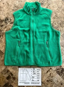 LL Bean Green Fleece full zip sleeveless Vest Women's Size Large - Picture 1 of 5