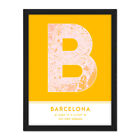 Barcelona Spanien Stadtplan Typografie gerahmter Wandkunstdruck 18x24 Zoll