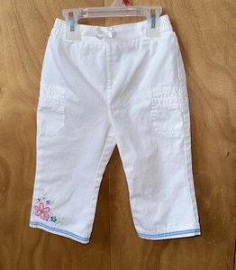 Girl’s Size 4 White Pants with Flowers by Nannette Girl - Picture 1 of 4