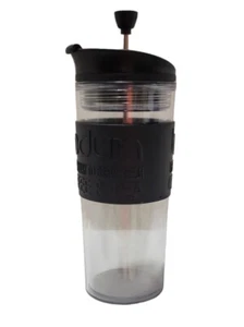 Taza de té de café prensa francesa de viaje de plástico aislado Bodum negra suiza 15 oz - Imagen 1 de 5