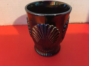 MOSSER BEADED SHELL TUMBLER MULTICOLOR CARNIVAL GLASS RETIRED - Picture 1 of 5