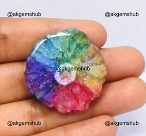 74.00 Cts Natural solar quartz Slice Meditation Pendant Making 33x32x8 mm - Picture 1 of 8