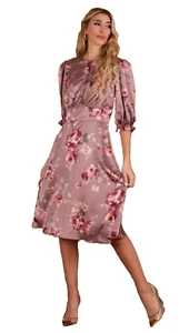 Japparel Becky Womens Dress Dusty Rose Floral Size XS 3/4 Sleeve NWT Defect - Picture 1 of 16