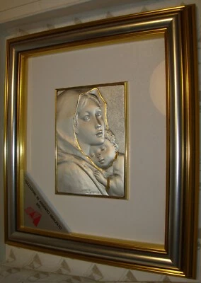 Quadro su lamina d'argento 925 R 10-18 sbalzata Mirko's - Madonna con Bambino - Immagine 1 di 4