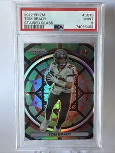 2022 Prizm TOM BRADY Stained Glass Football Case Hit PSA 9
