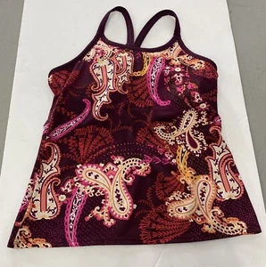 Canotta Athleta donna S viola paisley boho yoga mensola reggiseno racerback pavitra - Foto 1 di 9