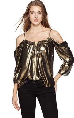 Top Nicole Miller Láminado Brillo Schuler Dorado Talla S $295 Foto 1 de 4