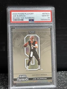 2020 Panini Playoff Joe Burrow Behind the Numbers #BTN24 Rookie RC PSA 10 GEM MT - Picture 1 of 3