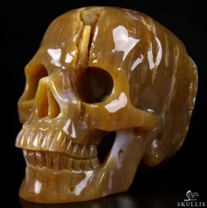 UNIQUE GEODE HUGE 5.6" Madagascar Agate Carved Crystal Skull, Super Realistic - Picture 1 of 17